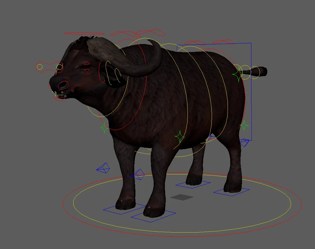 Vista intera renderizzata del rig di Buffalo